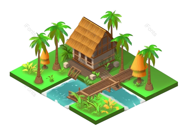 卡通图片,3d立体元素,环境PNG,房子免抠素材